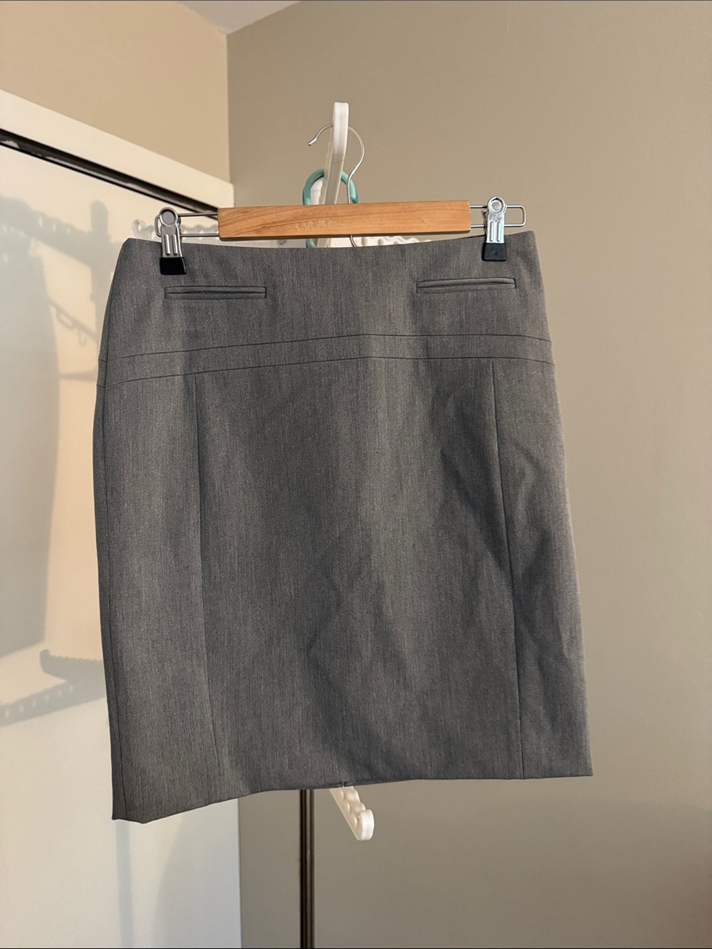 Express Gray Tailored Pencil Skirt